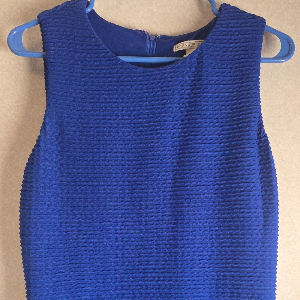 Dana Buchman Textured Cobalt Blue Sleeveless Sheath Dress
